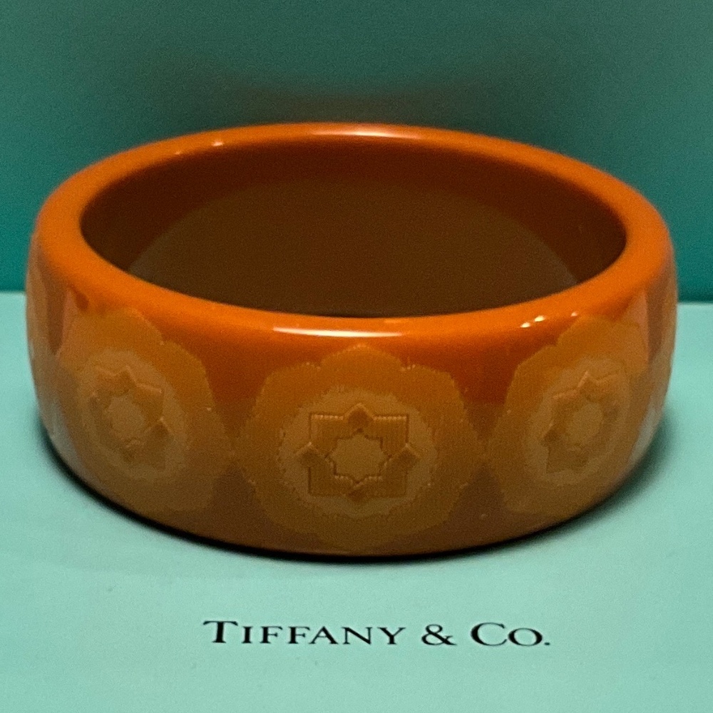TIFFANY & CO. Vintage Picasso Zellige Resin Bangle Caramel Brown